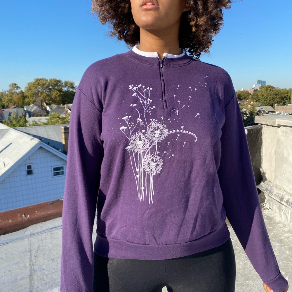 Vintage Morning sun purple half zip sweater